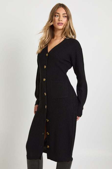 Soft Knit Button Through Midi Knitted Dress - Image 3