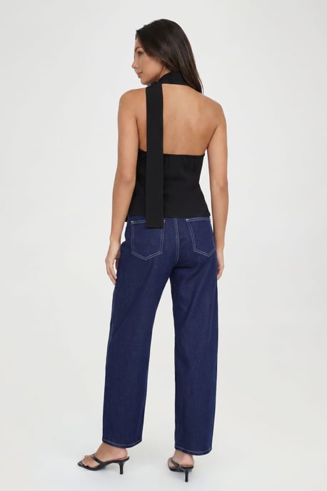 Scarf Detail Plunge Tailored Top - Image 2