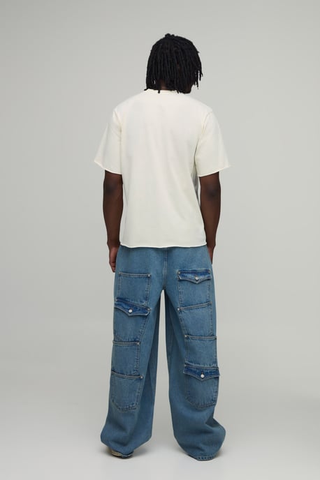 Tall Rhinestone Trim Multi Pocket Baggy Jeans - Image 2