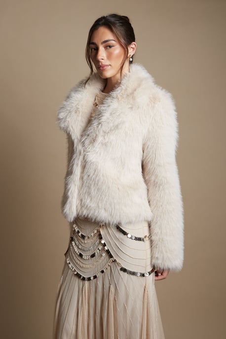 Natural Occasion Short Faux Fur Coat - Image 2