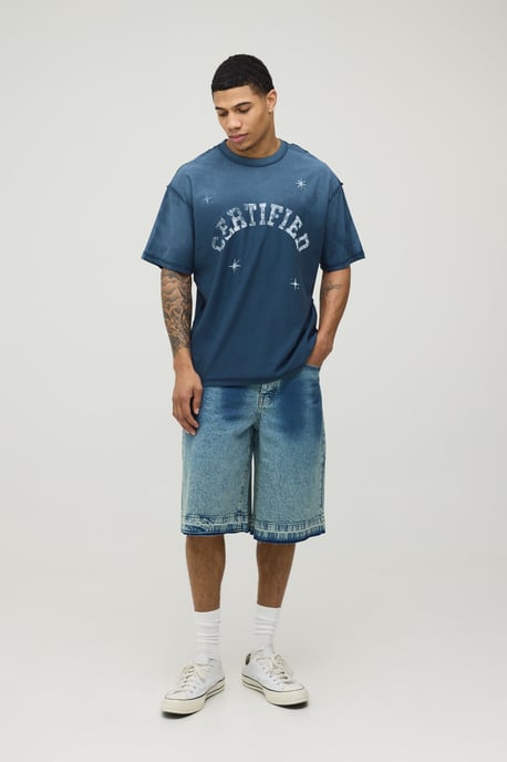 Regular Fit Tinted Ombre Denim Jorts - Image 4