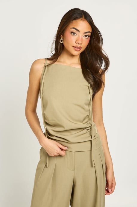Strap Detail Pleated Tailored Top - Image 1