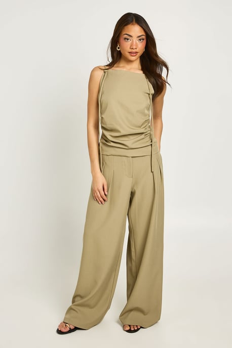 Strap Detail Pleated Tailored Top - Image 3
