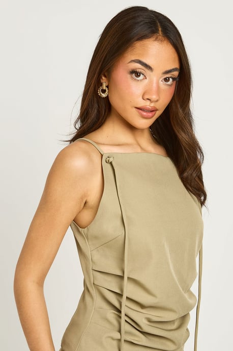 Strap Detail Pleated Tailored Top - Image 4