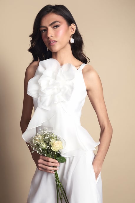 3D Flower Organza Wedding Top - Image 1