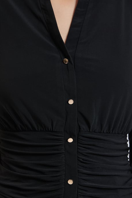 Petite Drapey Crepe Ruched Waist Jersey Blouse - Image 2