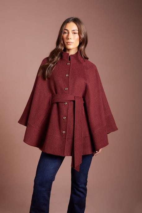 Button Detail Belted Occasion Cape - Image 2