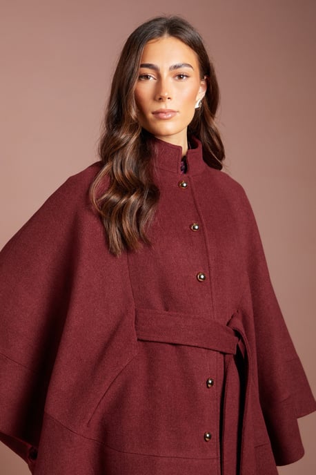 Button Detail Belted Occasion Cape - Image 4