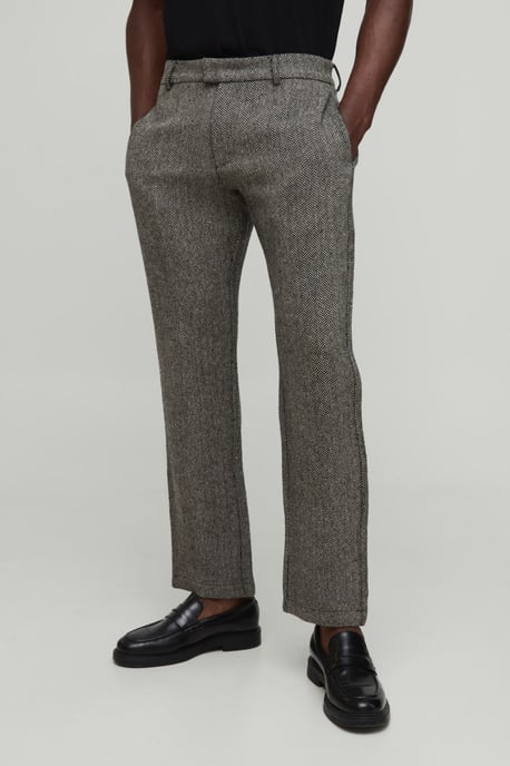 Slim Fit Herringbone Tailored Trouser - Image 1