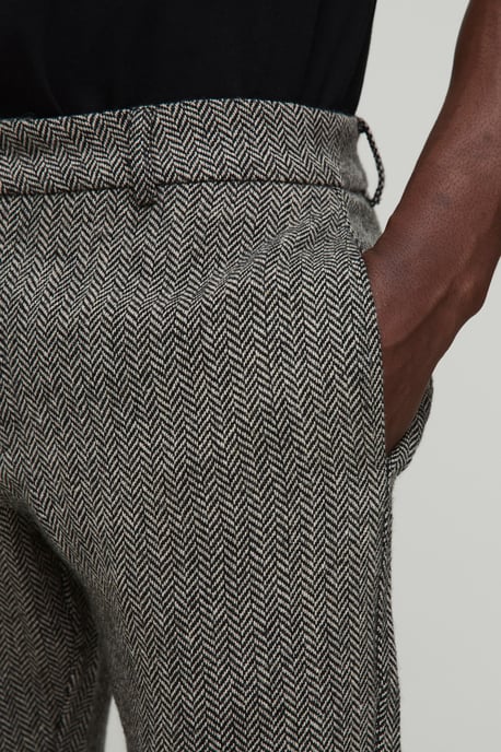 Slim Fit Herringbone Tailored Trouser - Image 3