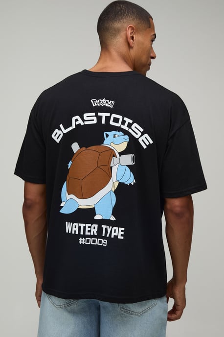 Oversized Blastoise Pokemon License Print T-shirt - Image 1