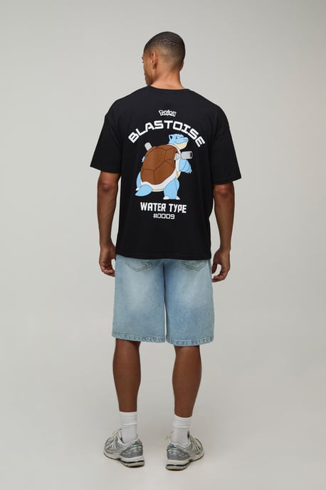 Oversized Blastoise Pokemon License Print T-shirt - Image 2