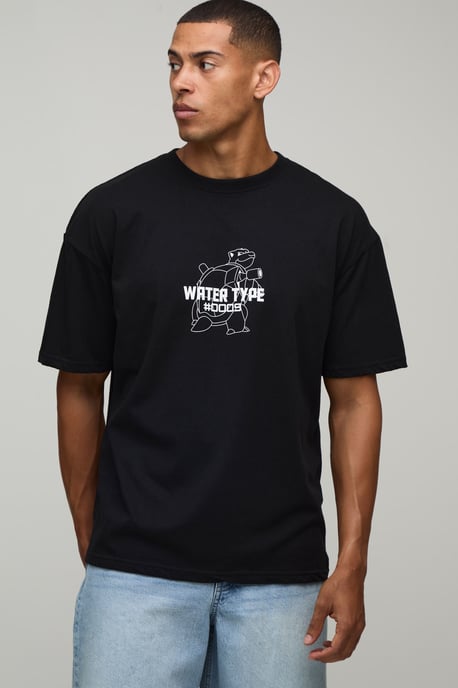 Oversized Blastoise Pokemon License Print T-shirt - Image 3