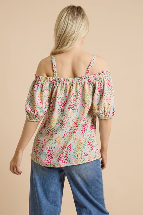 Multi Tie Front Cold Shoulder Long Sleeve Top - Image 3