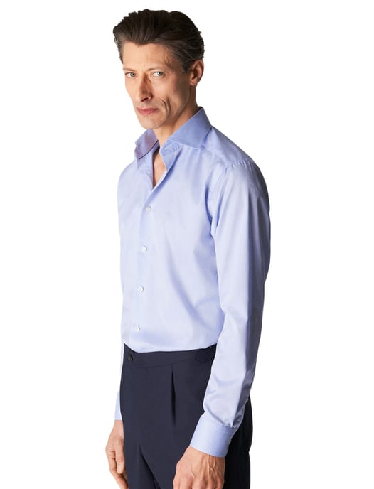 Katoenen Eton overhemd effen lichtblauw slim fit - Image 1