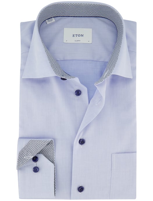 Eton Classic Fit lichtblauw gemêleerd overhemd - Image 1