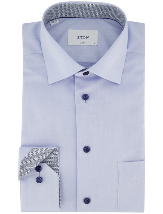 Eton Classic Fit lichtblauw gemêleerd overhemd - Image 2