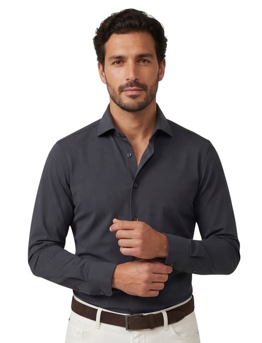 Business overhemd Cavallaro Napoli grijs jersey - Image 1