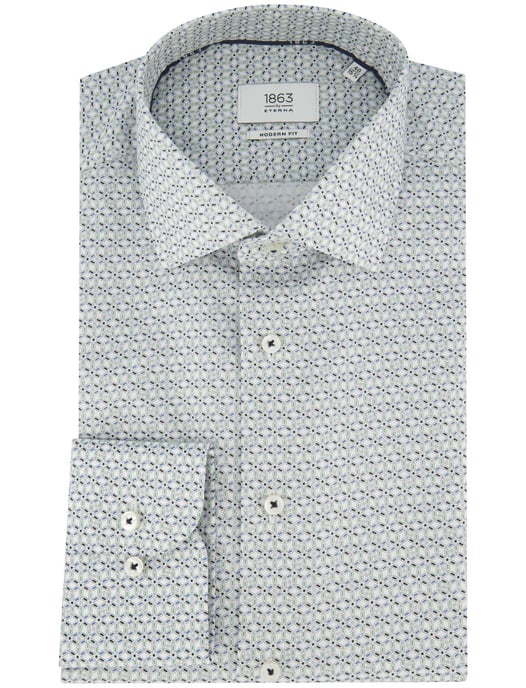 Eterna Modern Fit overhemd wit groen blauw patroon - Image 2