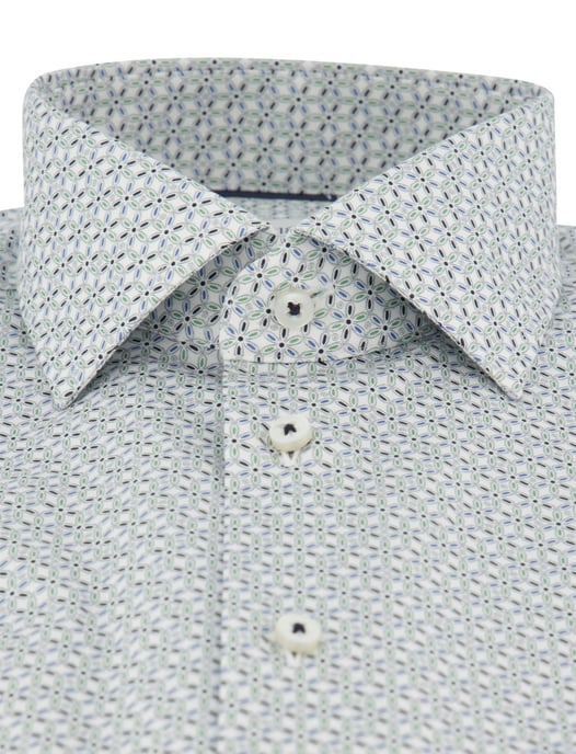 Eterna Modern Fit overhemd wit groen blauw patroon - Image 3
