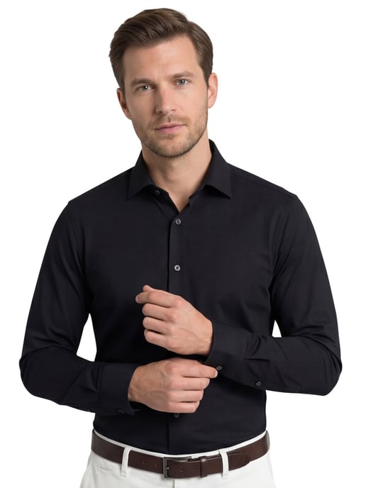 Olymp level five overhemd zwart jersey - Image 1