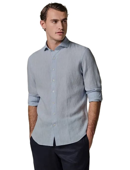 Lichtblauwe linnen overhemd Profuomo Slim Fit - Image 1