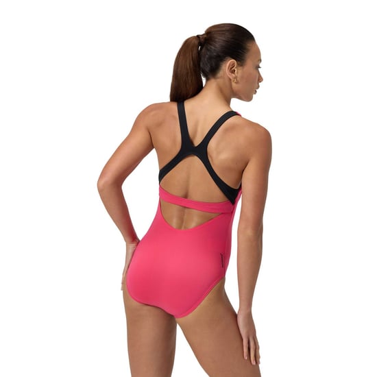 Speedo Womens/Ladies Zip Racer One Piece Swimsuit (Dark Pink) - Image 2