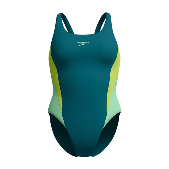 Speedo Womens/Ladies 2.0 Colour Block Muscleback One Piece Swimsuit (Green/Light Green) - Image 2