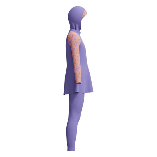 Speedo Girls Modesty Long-Sleeved Three-Piece Swimsuit (Purple/Orange) - Image 3