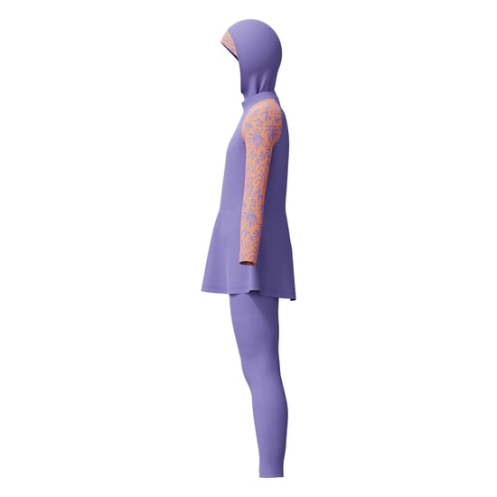 Speedo Girls Modesty Long-Sleeved Three-Piece Swimsuit (Purple/Orange) - Image 4