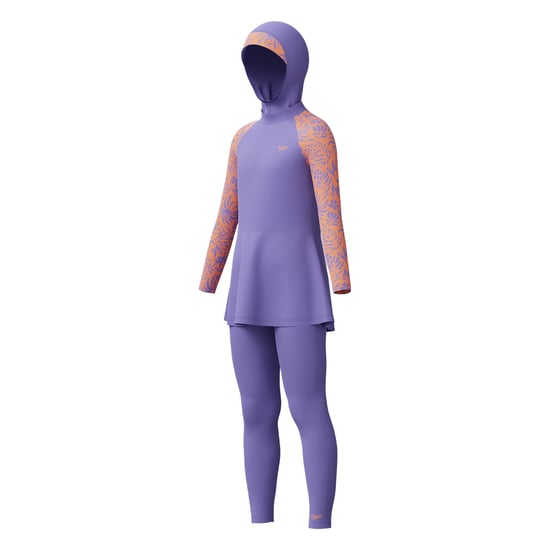 Speedo Girls Modesty Long-Sleeved Three-Piece Swimsuit (Purple/Orange) - Image 5