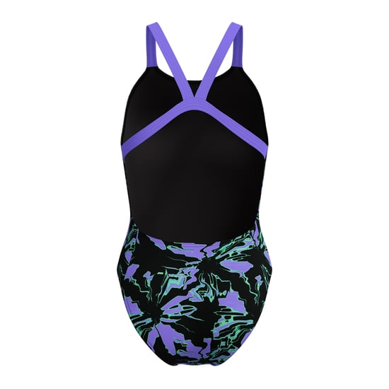 Speedo Womens/Ladies Abstract Leaderback One Piece Swimsuit (Black/Purple) - Image 2