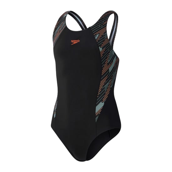Speedo Girls Hyperbloom Splice One Piece Swimsuit (Black) - Image 1