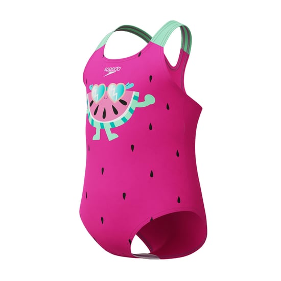 Speedo Girls Watermelon One Piece Swimsuit (Pink/Green) - Image 4