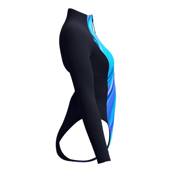Speedo Dames Glow Gevoerde Lange Mouw Badpak (Zwart/Blauw) - Image 3