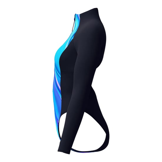 Speedo Dames Glow Gevoerde Lange Mouw Badpak (Zwart/Blauw) - Image 4