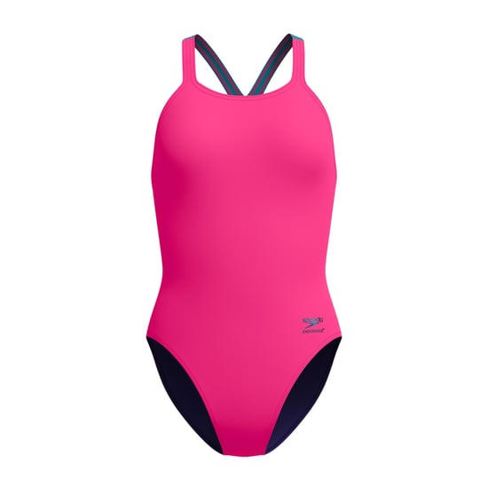 Speedo Eendelig zwempak voor dames met effen kleur en Powerback-techniek (Roze) - Image 2