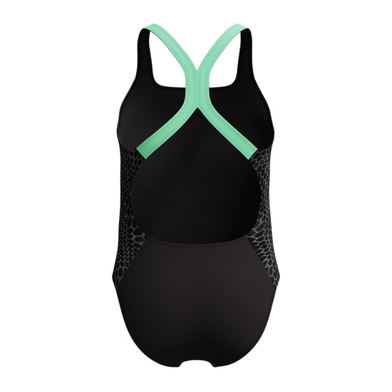 Speedo Girls Snake Print Powerback One Piece Swimsuit (Black/Green) - Image 2