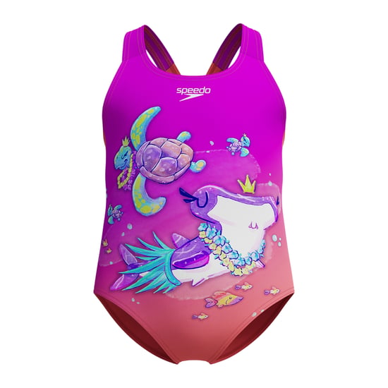 Speedo Girls Digital Print One Piece Swimsuit (Purple) - Image 1