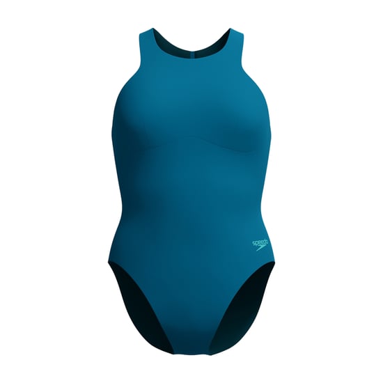 Speedo Womens/Ladies Racer Zipped One Piece Swimsuit (Green) - Image 2