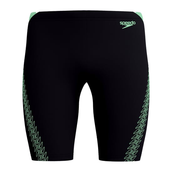 Speedo Mens Hyperboom Splice Stripe Logo Jammer Shorts (Black/Green) - Image 1