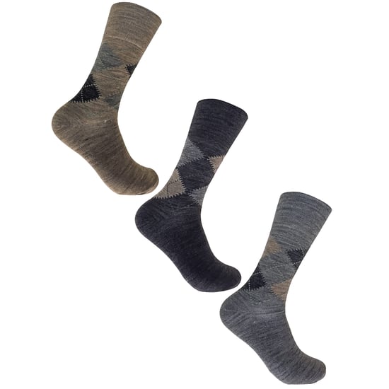 3-pack icke elastiska mönsterstrumpor för herrar i lammullsblandning för cirkulation - Image 3