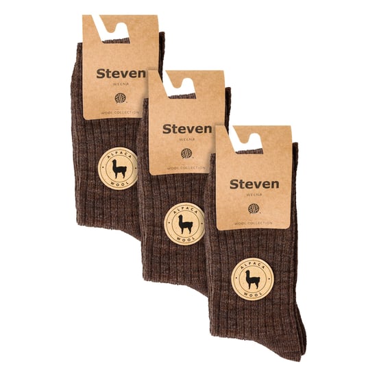3 Pairs Multipack Mens Alpaca Wool Socks | Steven | Winter Thick Warm Boot Socks - Brown - Image 2