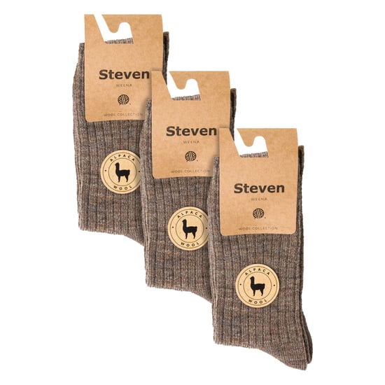 3 Pairs Multipack Mens Alpaca Wool Socks | Steven | Winter Thick Warm Boot Socks - Beige - Image 2