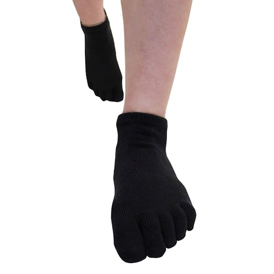 TOETOE - Mens & Ladies Essential Moisture Wicking Cotton Ankle Toe Socks - Black - Image 4