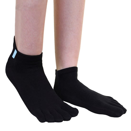 TOETOE - Mens & Ladies Essential Moisture Wicking Cotton Ankle Toe Socks - Black - Image 5