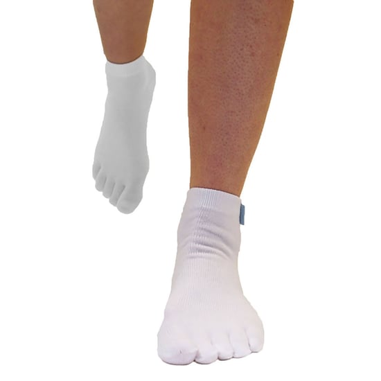 TOETOE - Mens & Ladies Essential Moisture Wicking Cotton Ankle Toe Socks - White - Image 4