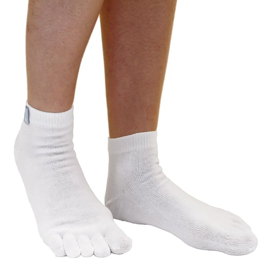 TOETOE - Mens & Ladies Essential Moisture Wicking Cotton Ankle Toe Socks - White - Image 5
