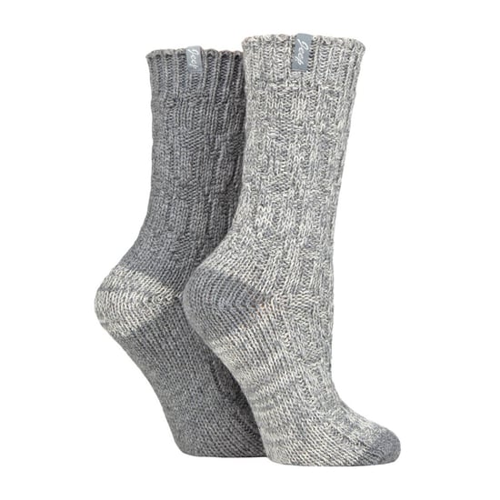 Dames Wollen Boot Sokken | Jeep | Dikke Buitensokkenset met Ribbels voor Vrouwen - Anti-Blaren - Slate / Wit - Image 3