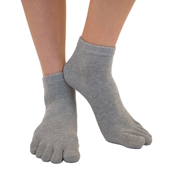 TOETOE - Mens & Ladies Essential Moisture Wicking Cotton Ankle Toe Socks - Grey - Image 3